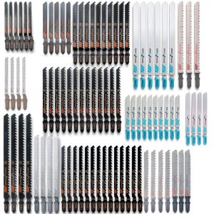 96 Pcs T Shank Jig Saw Blades Multi-Purpose Jigsaw Blade Kits Contractor Assorted HCS/HSS Replacement Set for Wood Plastic and Metal Cutting-0