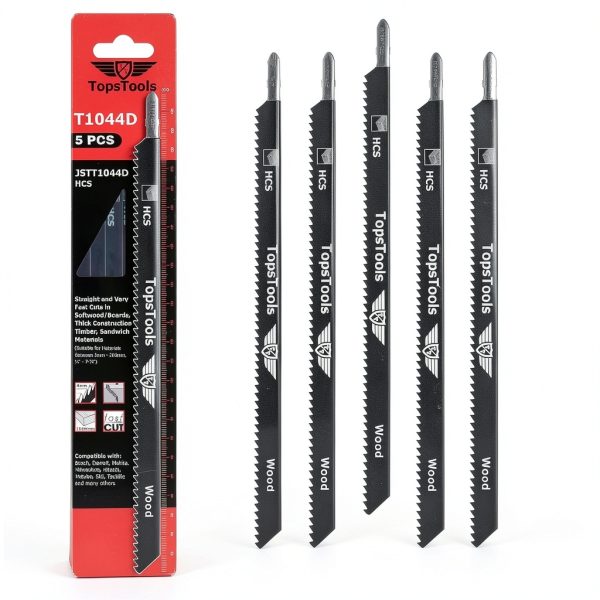 TopsTools Jigsaw Blades 5-Pack T1044D 250mm – Long Clean Straight Cuts-0