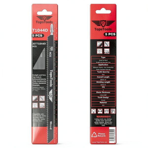 TopsTools Jigsaw Blades 5-Pack T1044D 250mm – Long Clean Straight Cuts-4