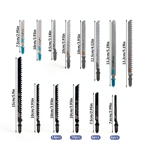 96 Pcs T Shank Jig Saw Blades Multi-Purpose Jigsaw Blade Kits Contractor Assorted HCS/HSS Replacement Set for Wood Plastic and Metal Cutting-1