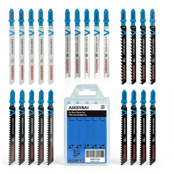 Jigsaw Blades 30-Piece AIKENSAI T-Shank Set for Wood Plastic Metal-0