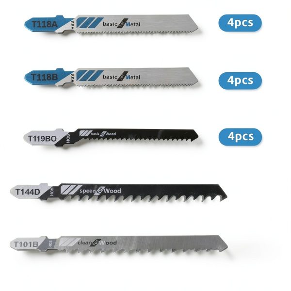 20 Piece Jigsaw Blades Set Assortment of Professional T-Handle Jig Saw Blade Kits Multi-Purpose Jig Saw Blades Replacement Set for Wood Pruning, Plastic, and Metal Cutting-1