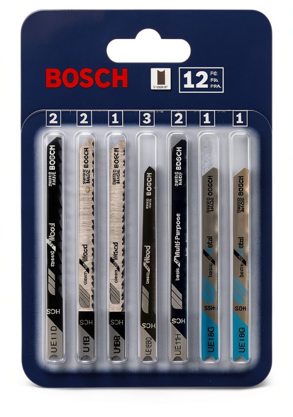 BOSCH U12BC 12-Piece U-Shank Jigsaw Blade Assorted Set Ideal for Thin-Metal Cutting and Wood Applications-1