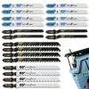 20 Pcs T Shank Jigsaw Blades, Jig Saw Blade Set, Multi-Purpose Jig Saw Blades for Wood, Pruning Plastic Metal Cutting Made with HCS/HSS, Jigsaw Blade, for Most Jig Saw Models-0