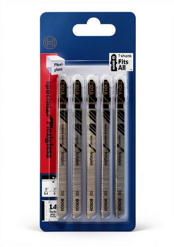 BOSCH T101A 5 pieces 4 In. 14 TPI Special For Plexiglas T-Shank Jig Saw Blades-0