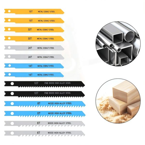 14PCS Universal Jig Saw Blade Set for Wood U-Shank Jig Saw Blade Set Assortment for Wood Plastic and Metal Cutting Jigsaw Blades Fit Vast Majority U Shank Jigsaws, 6T 8T 10T 14T 18T 24T 32T-5