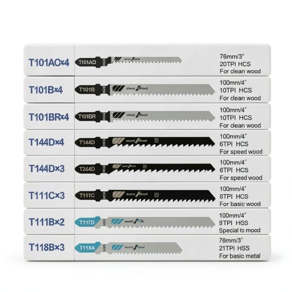 30PCS Jigsaw Blades Set, Assorted T-Shank Jig Saw Blades for Wood, Metal & Plastic Cutting(T101AO, T101B, T101BR, T118A, T118B, T144D, T244D, T111C, T127D)-1