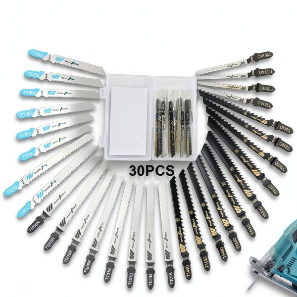 30PCS Jigsaw Blades Set, Assorted T-Shank Jig Saw Blades for Wood, Metal & Plastic Cutting(T101AO, T101B, T101BR, T118A, T118B, T144D, T244D, T111C, T127D)-5